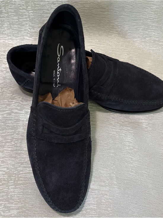 Santoni Other - Santoni Men's Dark Navy Suede Penny Loafers Sz 10D